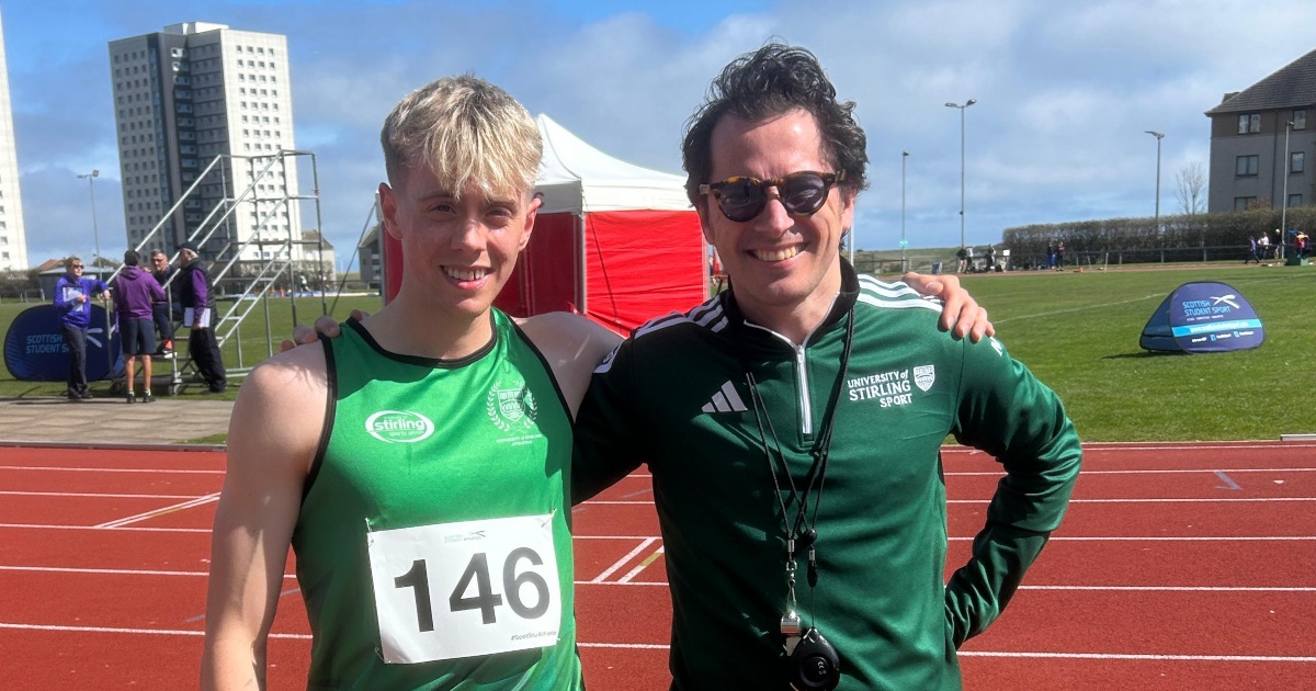 Ryan Martin stands with coach Michael Wright at an event in Aberdeen.