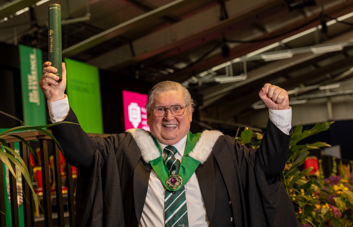 Kevin Carty celebrates on graduation day.