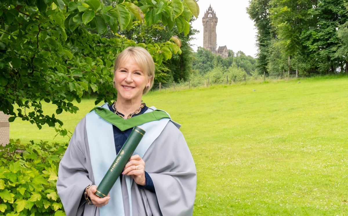 Margot Wallstrom pictured in front of the Wallace Monument.