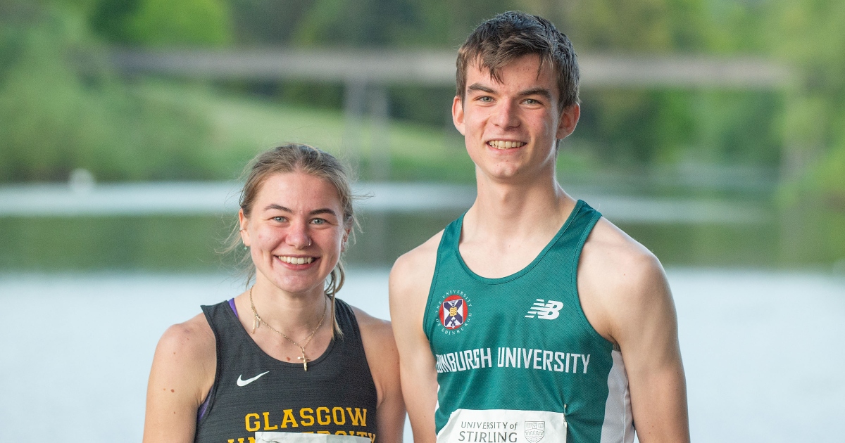 Women's winner Emily McNicol and Men's winner Angus Wright